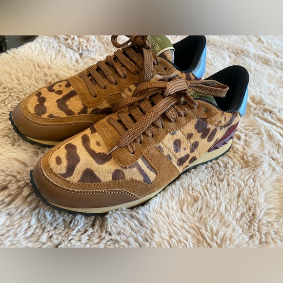 Valentino rock stud leopard print sneakers size 7 Eu 37 1/2 - Picture 6 of 16